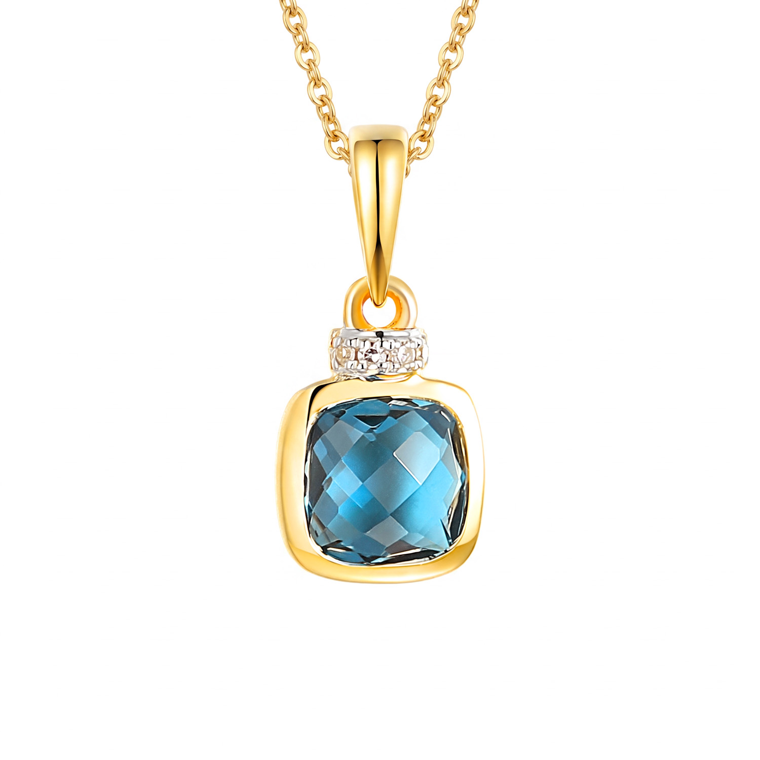 Zawieszka z topazem London Blue i diamentami