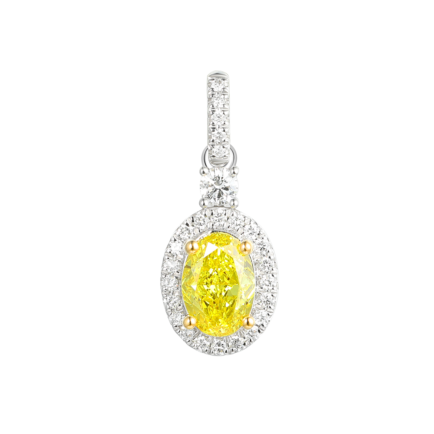 Zawieszka z żółtym diamentem laboratoryjnym i diamentami laboratoryjnymi