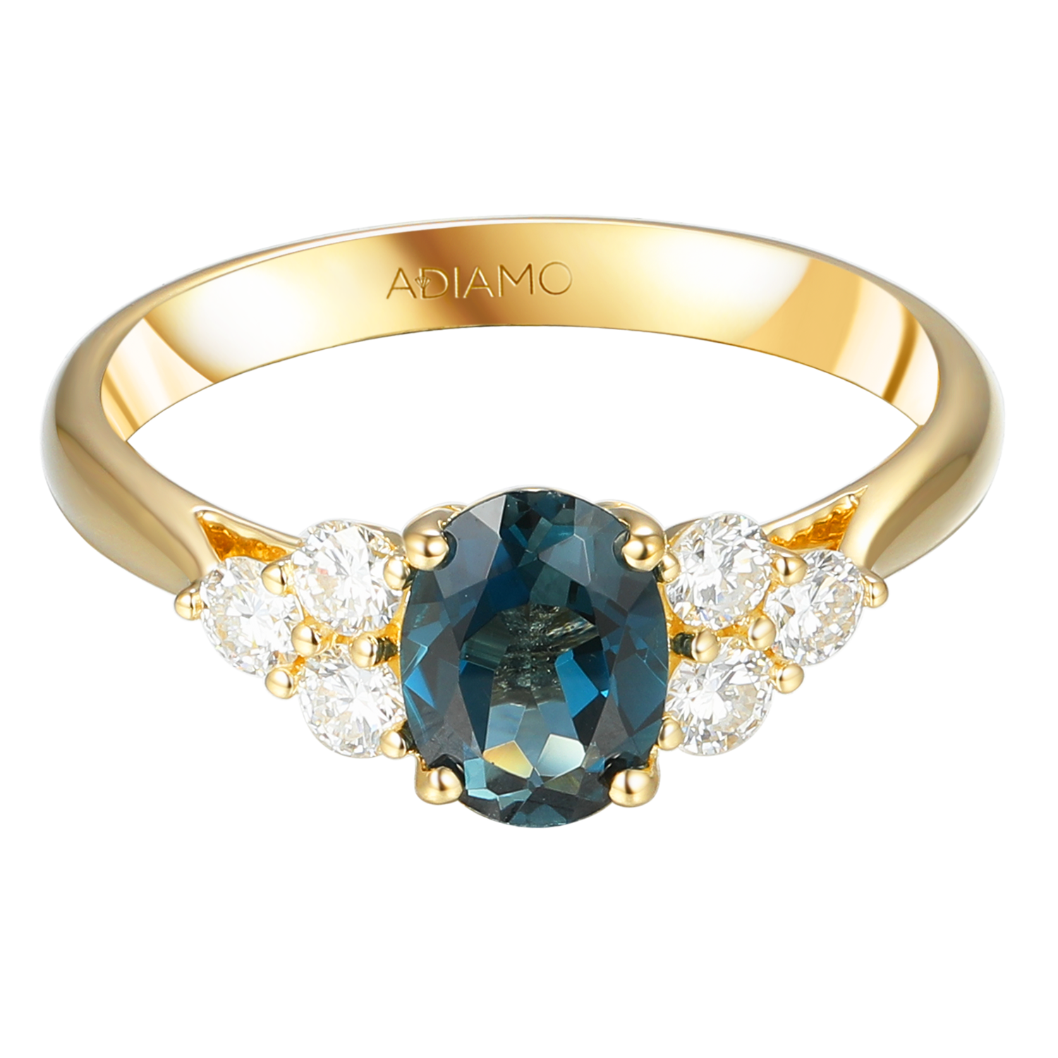 Pierścionek z topazem London Blue i diamentami laboratoryjnymi