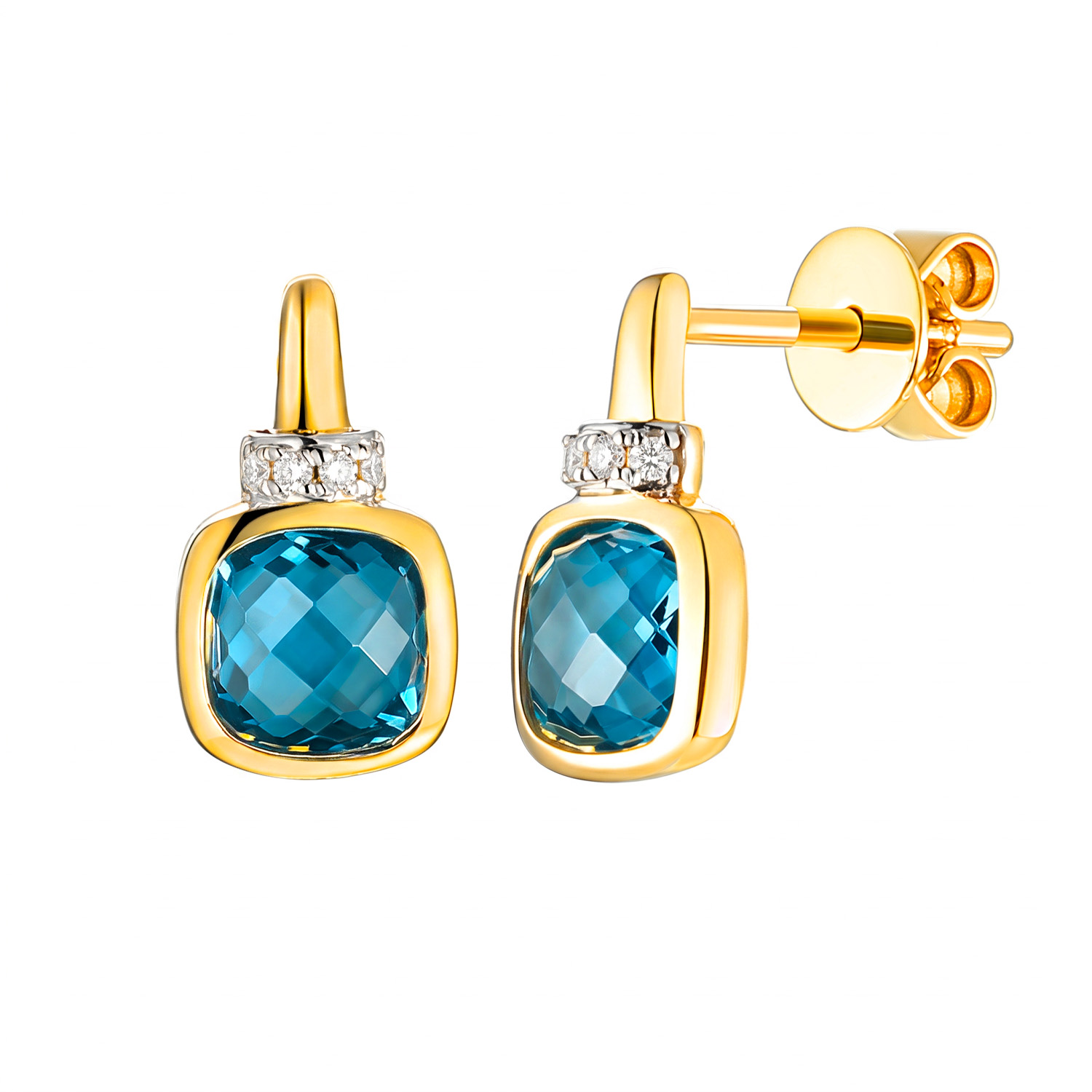 Kolczyki z topazami London Blue i diamentami