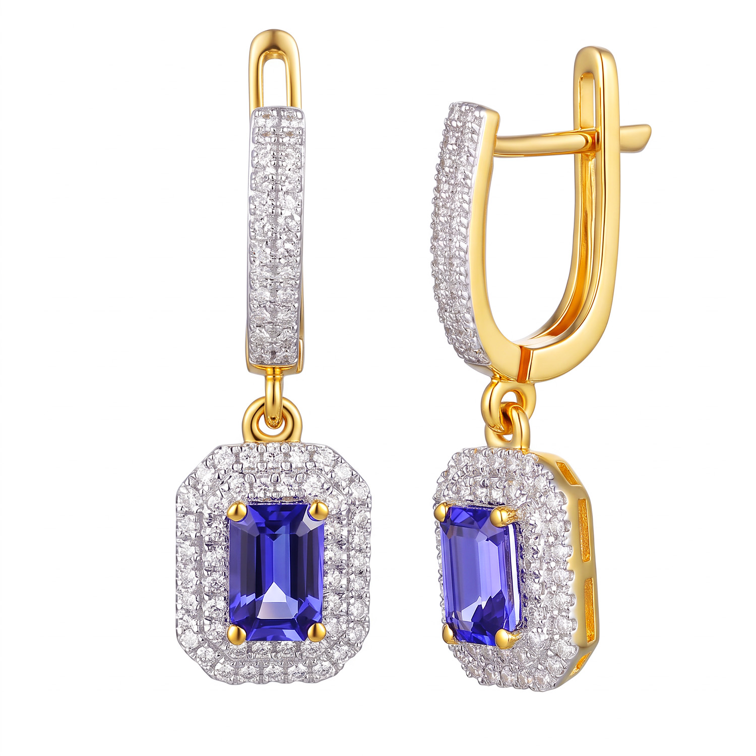 Kolczyki z tanzanitami i diamentami