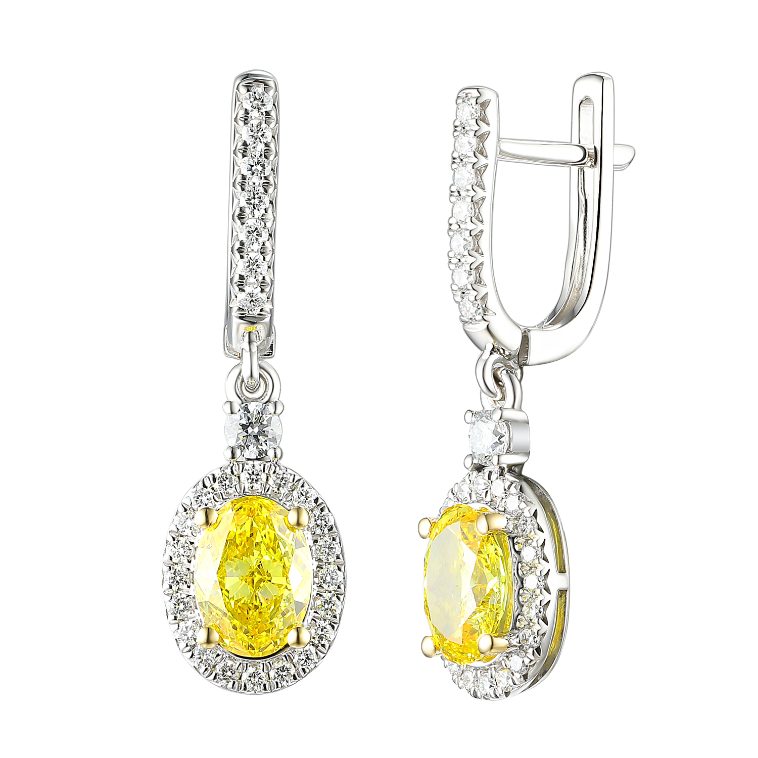 Kolczyki z żółtymi diamentami laboratoryjnymi i diamentami laboratoryjnymi